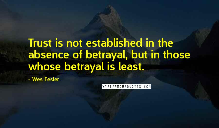 Wes Fesler Quotes: Trust is not established in the absence of betrayal, but in those whose betrayal is least.