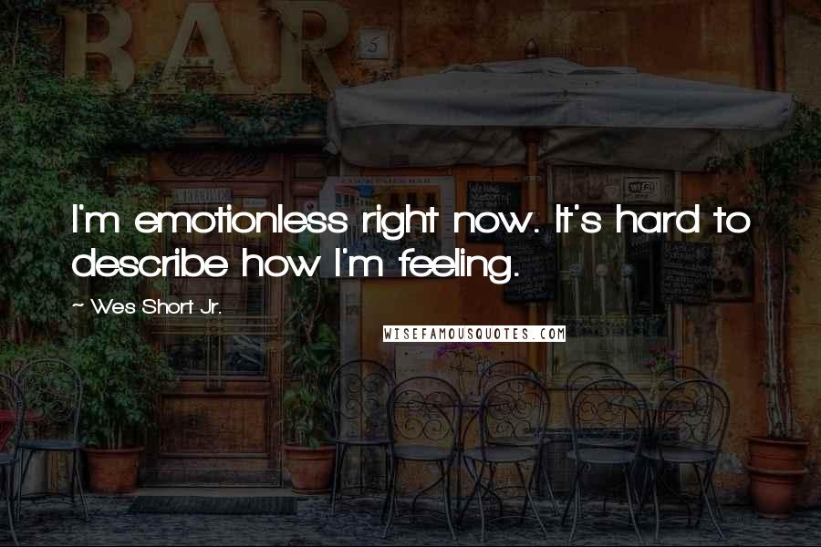 Wes Short Jr. Quotes: I'm emotionless right now. It's hard to describe how I'm feeling.