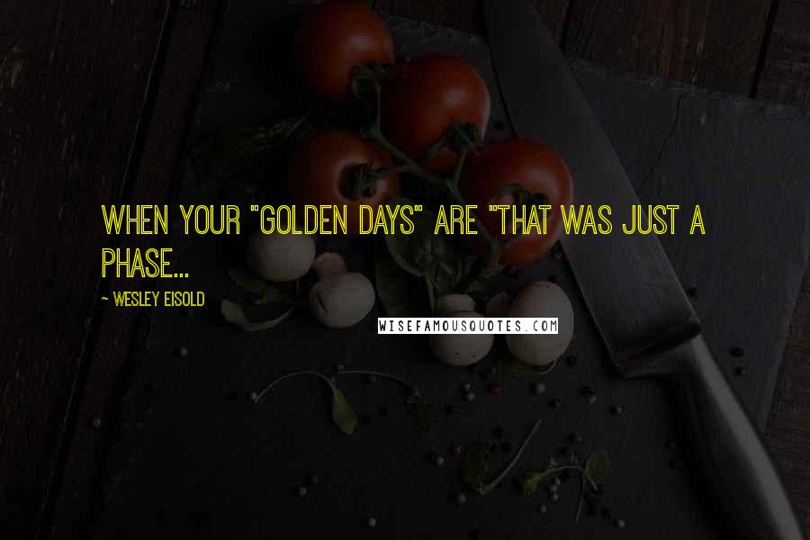 Wesley Eisold Quotes: when your "golden days" are "that was just a phase...