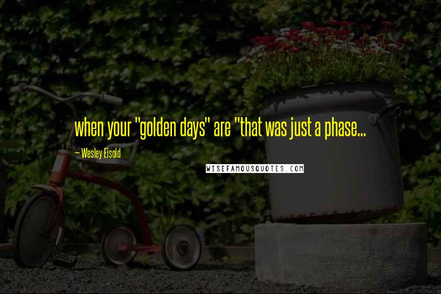 Wesley Eisold Quotes: when your "golden days" are "that was just a phase...