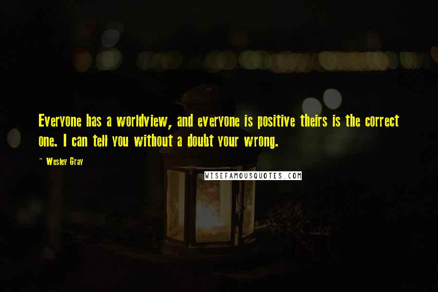 Wesley Gray Quotes: Everyone has a worldview, and everyone is positive theirs is the correct one. I can tell you without a doubt your wrong.