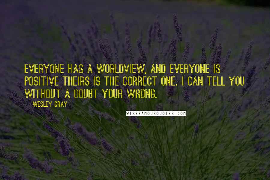 Wesley Gray Quotes: Everyone has a worldview, and everyone is positive theirs is the correct one. I can tell you without a doubt your wrong.