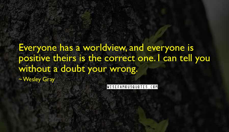 Wesley Gray Quotes: Everyone has a worldview, and everyone is positive theirs is the correct one. I can tell you without a doubt your wrong.
