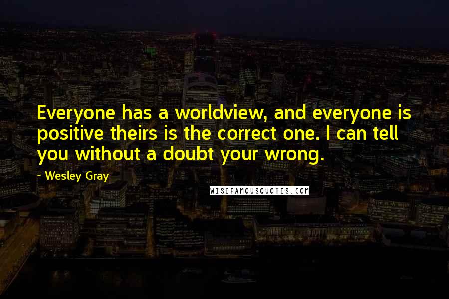 Wesley Gray Quotes: Everyone has a worldview, and everyone is positive theirs is the correct one. I can tell you without a doubt your wrong.