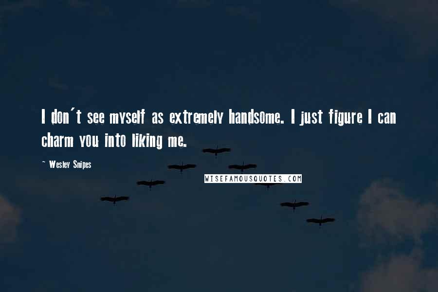 Wesley Snipes Quotes: I don't see myself as extremely handsome. I just figure I can charm you into liking me.