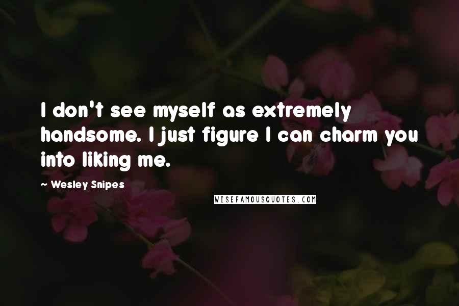 Wesley Snipes Quotes: I don't see myself as extremely handsome. I just figure I can charm you into liking me.