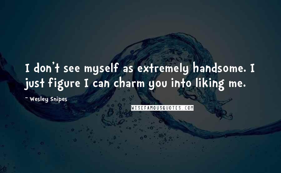 Wesley Snipes Quotes: I don't see myself as extremely handsome. I just figure I can charm you into liking me.