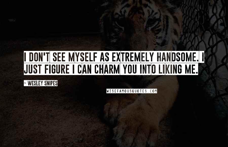 Wesley Snipes Quotes: I don't see myself as extremely handsome. I just figure I can charm you into liking me.