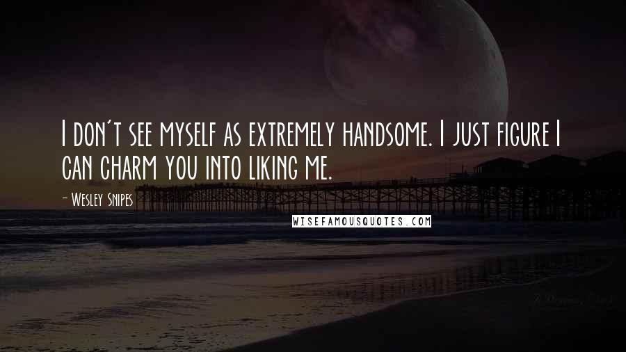 Wesley Snipes Quotes: I don't see myself as extremely handsome. I just figure I can charm you into liking me.