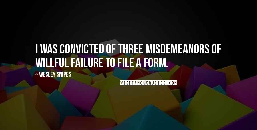 Wesley Snipes Quotes: I was convicted of three misdemeanors of willful failure to file a form.