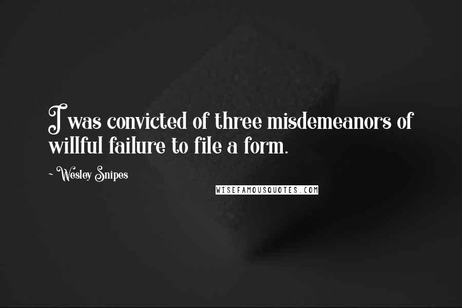 Wesley Snipes Quotes: I was convicted of three misdemeanors of willful failure to file a form.