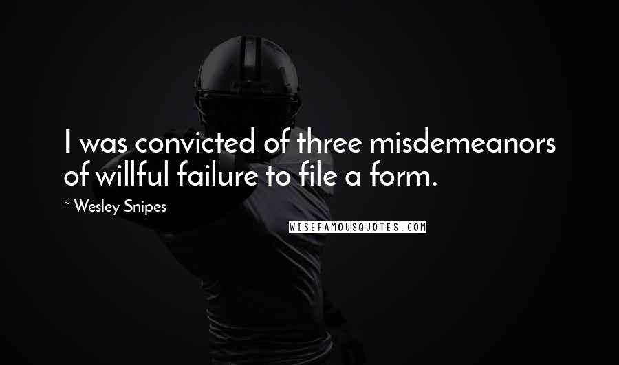 Wesley Snipes Quotes: I was convicted of three misdemeanors of willful failure to file a form.