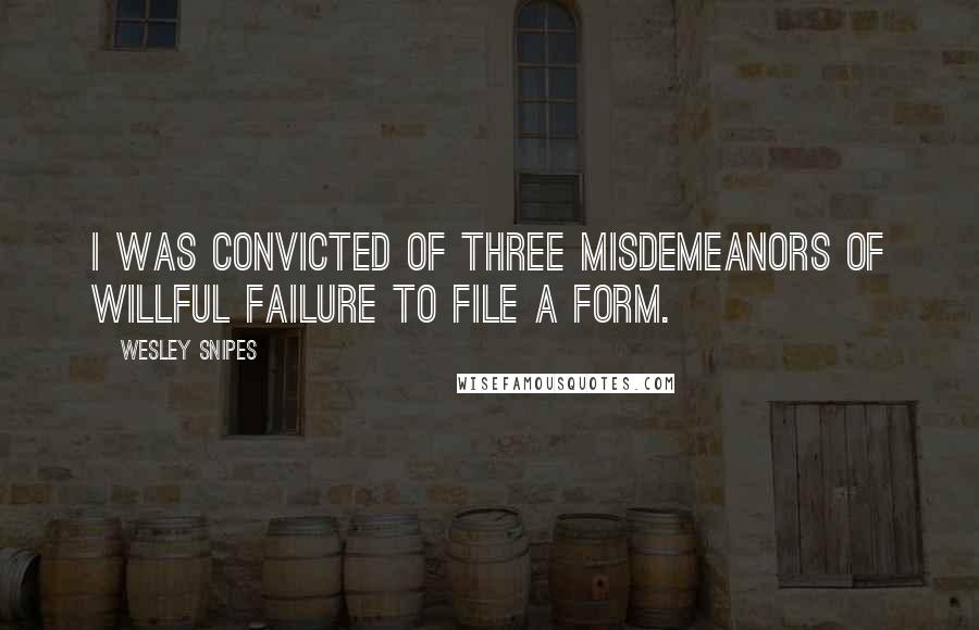 Wesley Snipes Quotes: I was convicted of three misdemeanors of willful failure to file a form.