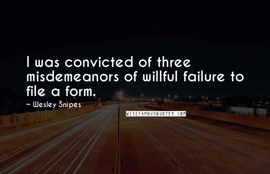 Wesley Snipes Quotes: I was convicted of three misdemeanors of willful failure to file a form.