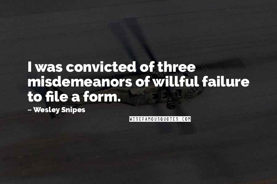Wesley Snipes Quotes: I was convicted of three misdemeanors of willful failure to file a form.