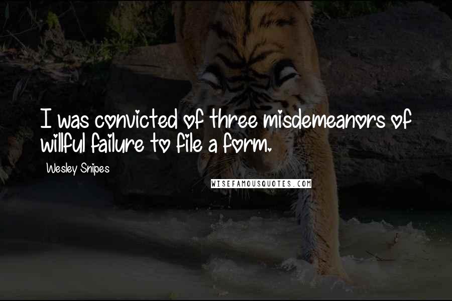 Wesley Snipes Quotes: I was convicted of three misdemeanors of willful failure to file a form.