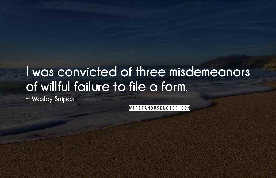 Wesley Snipes Quotes: I was convicted of three misdemeanors of willful failure to file a form.