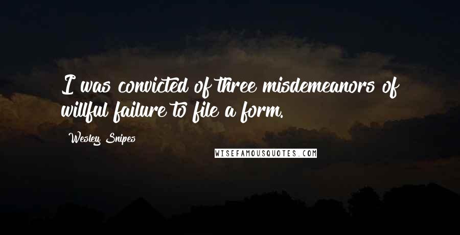 Wesley Snipes Quotes: I was convicted of three misdemeanors of willful failure to file a form.