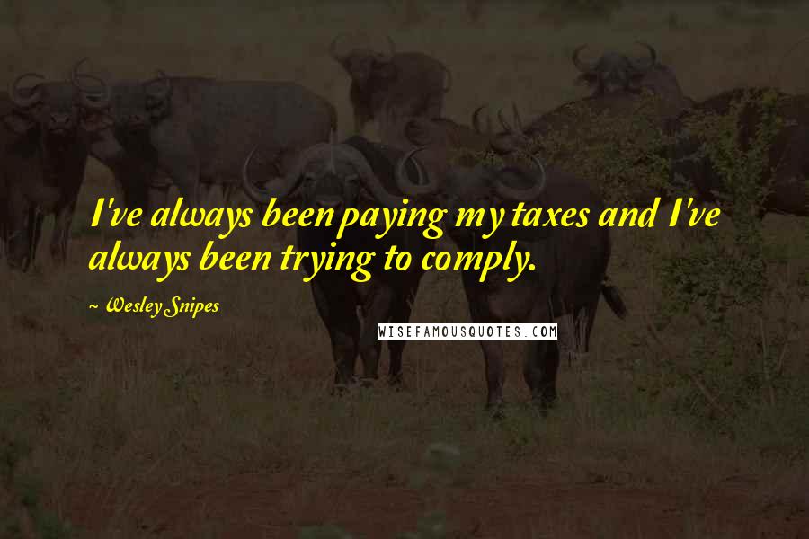 Wesley Snipes Quotes: I've always been paying my taxes and I've always been trying to comply.