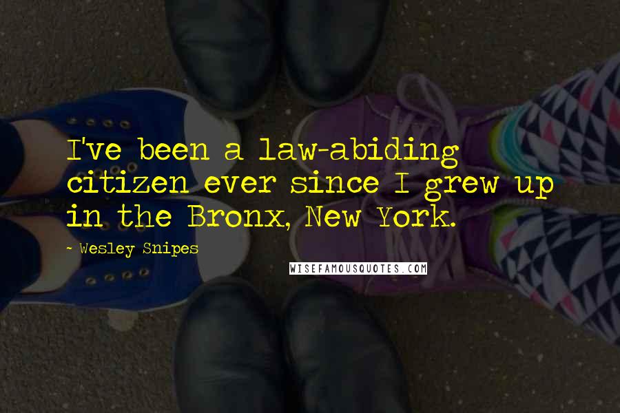 Wesley Snipes Quotes: I've been a law-abiding citizen ever since I grew up in the Bronx, New York.