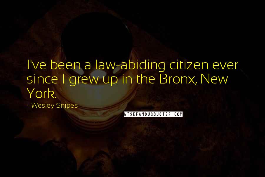 Wesley Snipes Quotes: I've been a law-abiding citizen ever since I grew up in the Bronx, New York.