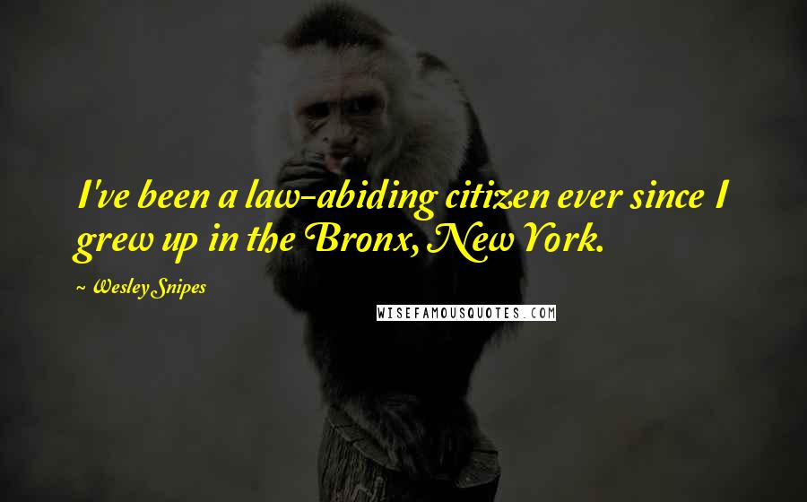 Wesley Snipes Quotes: I've been a law-abiding citizen ever since I grew up in the Bronx, New York.