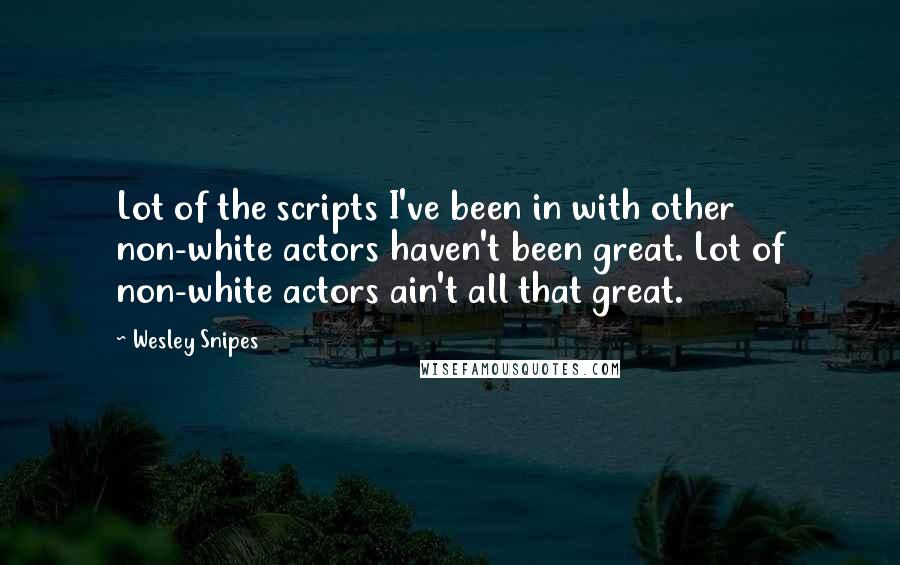 Wesley Snipes Quotes: Lot of the scripts I've been in with other non-white actors haven't been great. Lot of non-white actors ain't all that great.