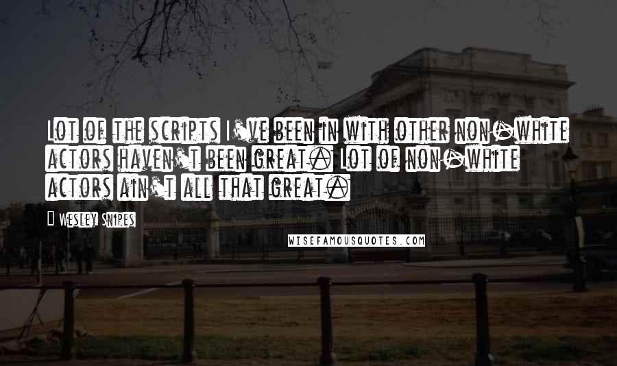 Wesley Snipes Quotes: Lot of the scripts I've been in with other non-white actors haven't been great. Lot of non-white actors ain't all that great.
