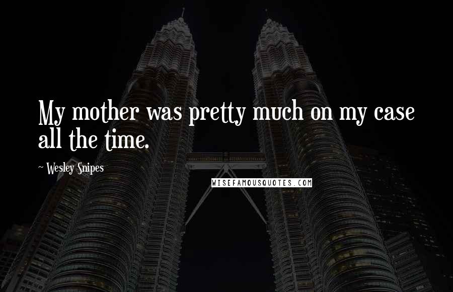 Wesley Snipes Quotes: My mother was pretty much on my case all the time.