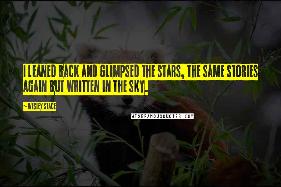 Wesley Stace Quotes: I leaned back and glimpsed the stars, the same stories again but written in the sky.