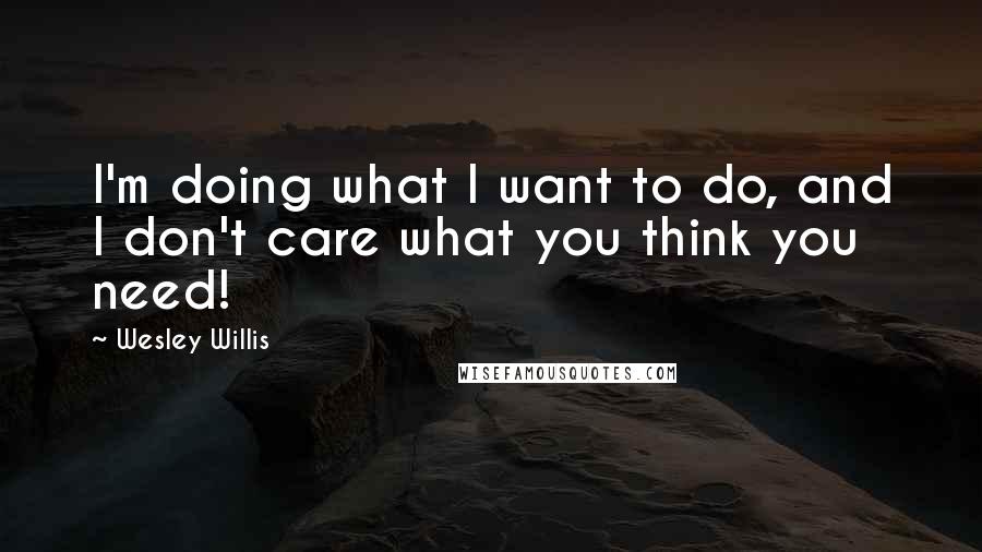 Wesley Willis Quotes: I'm doing what I want to do, and I don't care what you think you need!