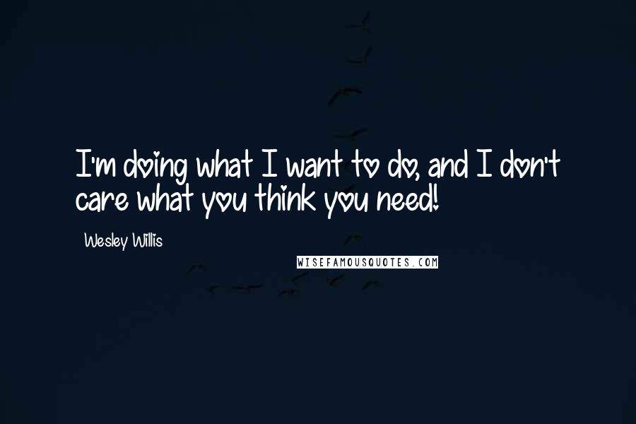 Wesley Willis Quotes: I'm doing what I want to do, and I don't care what you think you need!