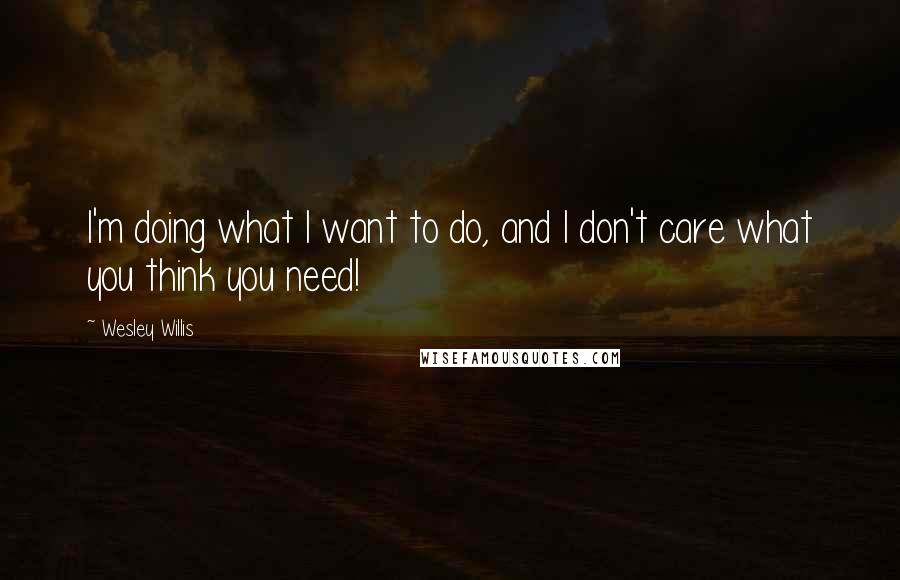 Wesley Willis Quotes: I'm doing what I want to do, and I don't care what you think you need!