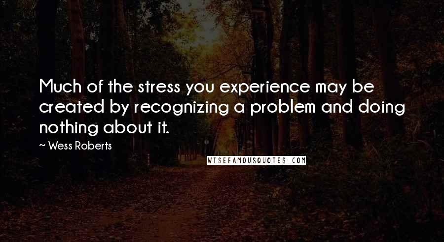 Wess Roberts Quotes: Much of the stress you experience may be created by recognizing a problem and doing nothing about it.