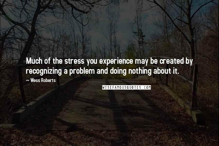 Wess Roberts Quotes: Much of the stress you experience may be created by recognizing a problem and doing nothing about it.