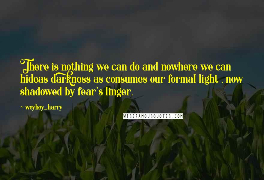 Weyhey_harry Quotes: There is nothing we can do and nowhere we can hideas darkness as consumes our formal light , now shadowed by fear's linger.