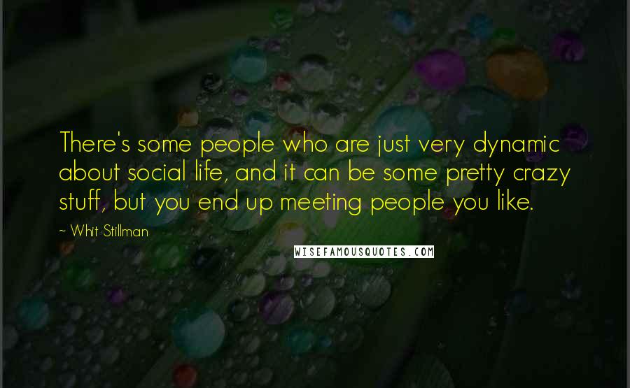 Whit Stillman Quotes: There's some people who are just very dynamic about social life, and it can be some pretty crazy stuff, but you end up meeting people you like.