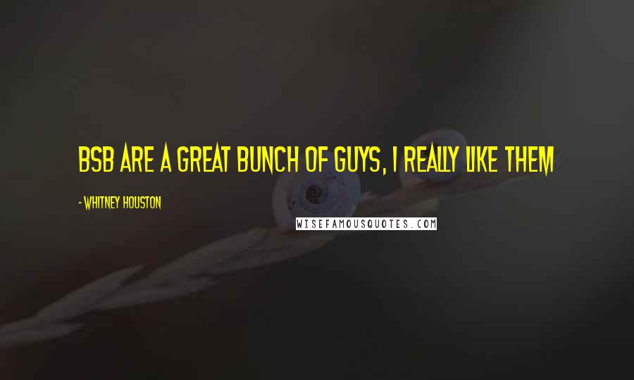 Whitney Houston Quotes: BSB are a great bunch of guys, I really like them