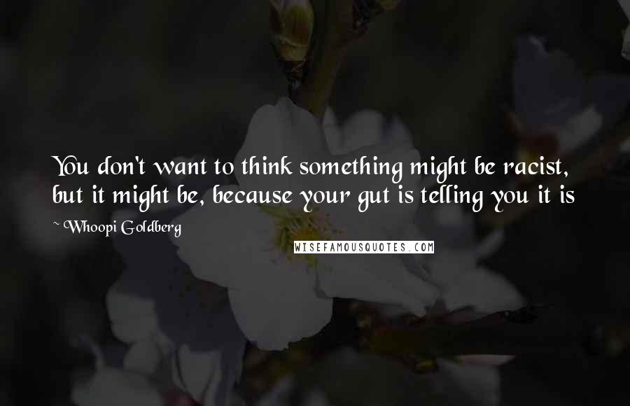 Whoopi Goldberg Quotes: You don't want to think something might be racist, but it might be, because your gut is telling you it is