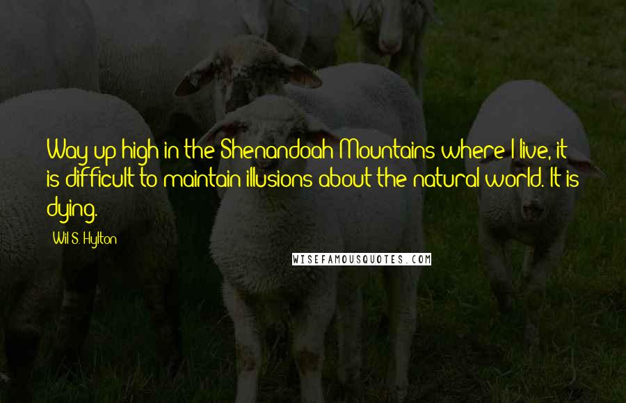 Wil S. Hylton Quotes: Way up high in the Shenandoah Mountains where I live, it is difficult to maintain illusions about the natural world. It is dying.