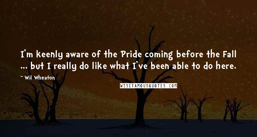 Wil Wheaton Quotes: I'm keenly aware of the Pride coming before the Fall ... but I really do like what I've been able to do here.