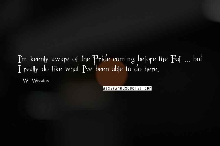 Wil Wheaton Quotes: I'm keenly aware of the Pride coming before the Fall ... but I really do like what I've been able to do here.