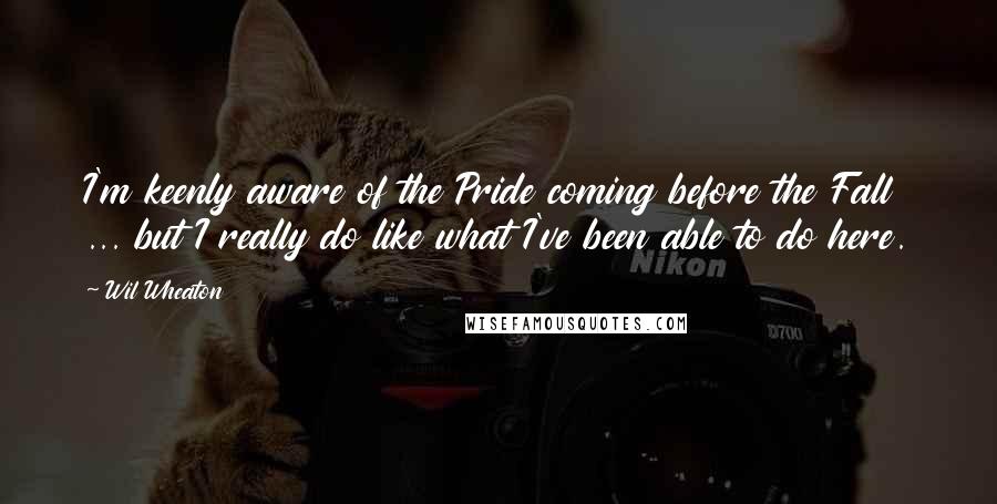 Wil Wheaton Quotes: I'm keenly aware of the Pride coming before the Fall ... but I really do like what I've been able to do here.