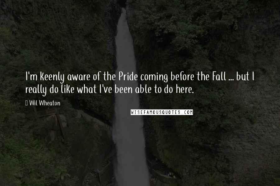 Wil Wheaton Quotes: I'm keenly aware of the Pride coming before the Fall ... but I really do like what I've been able to do here.