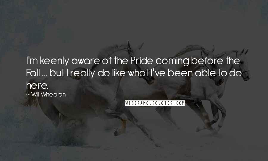 Wil Wheaton Quotes: I'm keenly aware of the Pride coming before the Fall ... but I really do like what I've been able to do here.