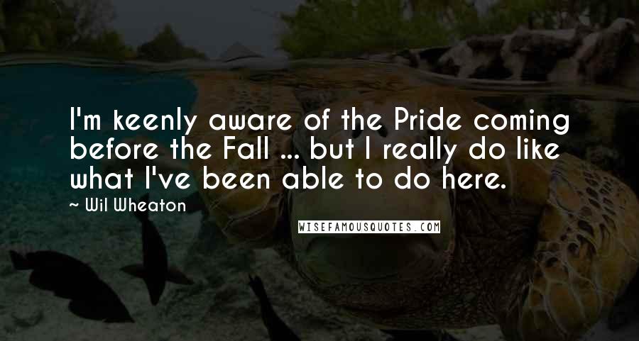 Wil Wheaton Quotes: I'm keenly aware of the Pride coming before the Fall ... but I really do like what I've been able to do here.