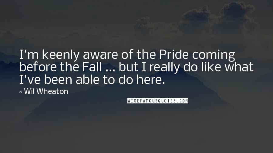 Wil Wheaton Quotes: I'm keenly aware of the Pride coming before the Fall ... but I really do like what I've been able to do here.