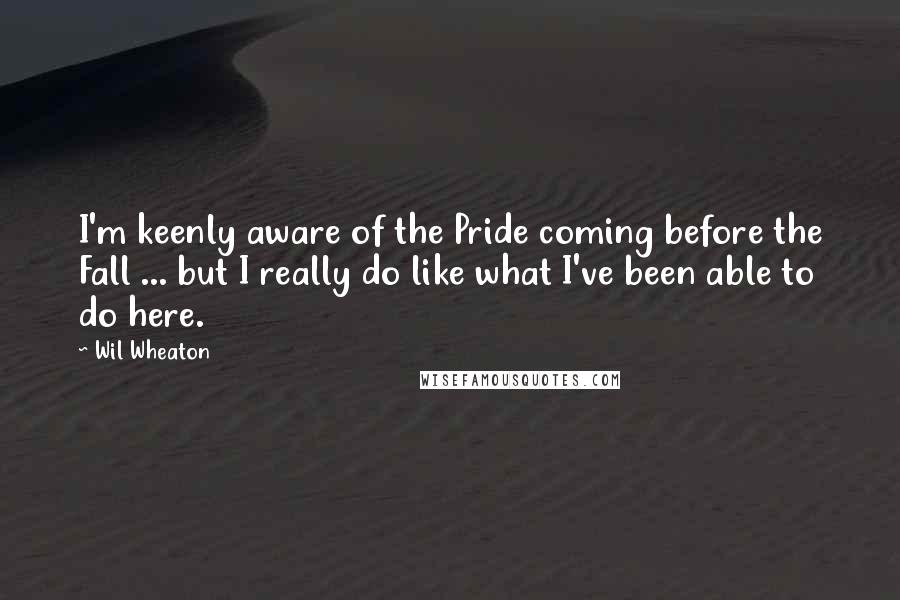 Wil Wheaton Quotes: I'm keenly aware of the Pride coming before the Fall ... but I really do like what I've been able to do here.