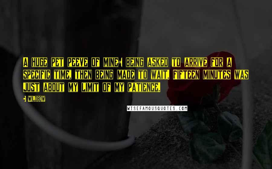 Wildbow Quotes: A huge pet peeve of mine: being asked to arrive for a specific time, then being made to wait. Fifteen minutes was just about my limit of my patience.