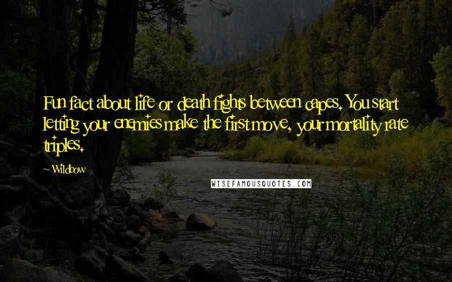 Wildbow Quotes: Fun fact about life or death fights between capes. You start letting your enemies make the first move, your mortality rate triples.